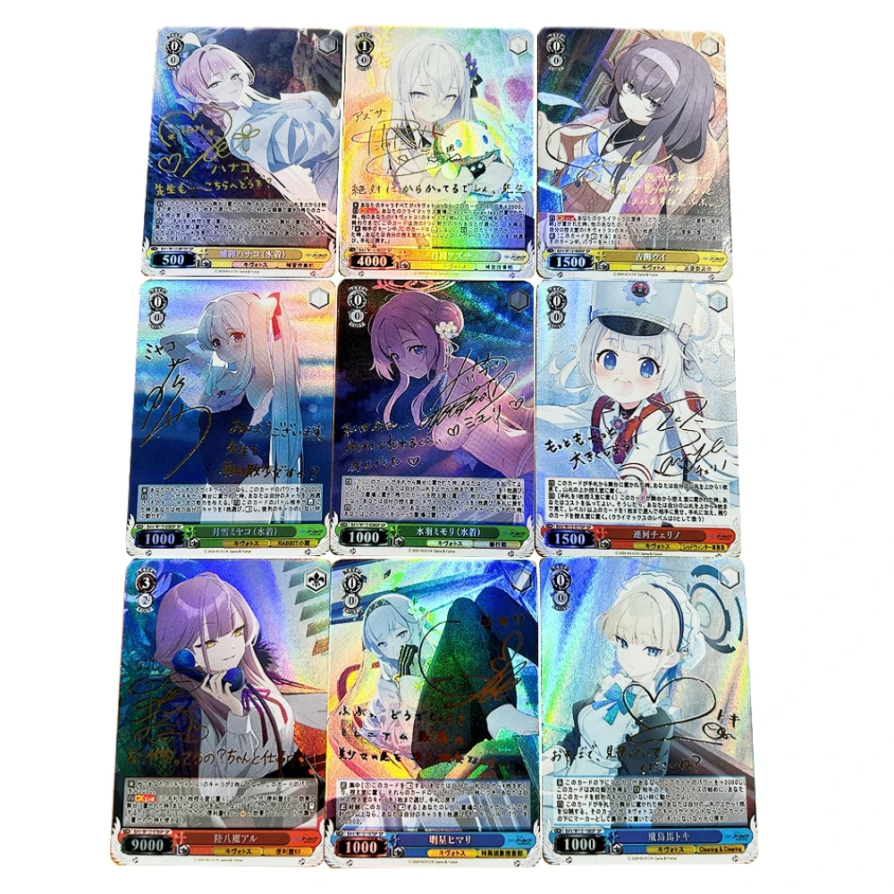 9pcs/set Blue Archive Hayase Yuka Takanashi Hoshino Shirasu Azusa DIY Refraction Flash Card Anime Game Collection Cards Toy