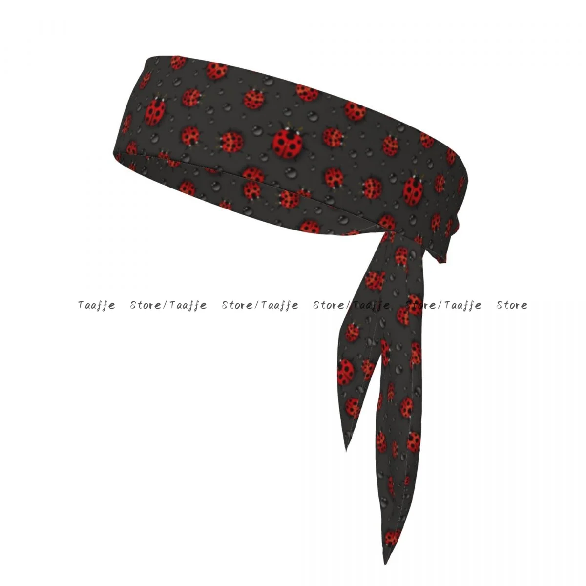 Head Tie Bandana Red Ladybugs With Water Drops Head Scarf Wrap Outdoor Sports Sweatband