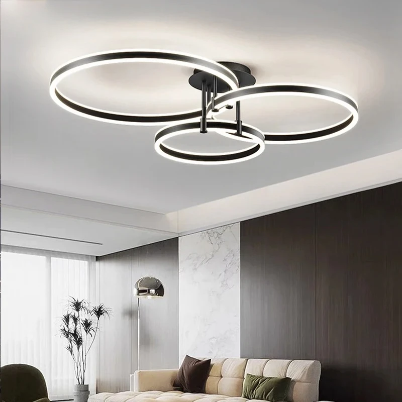Modern Rings LED Chandelier Ligthing Lustre For Living Room Bedroom Home Ceiling Mounted Hanging Lamp Indoor Ceiling Chandelier