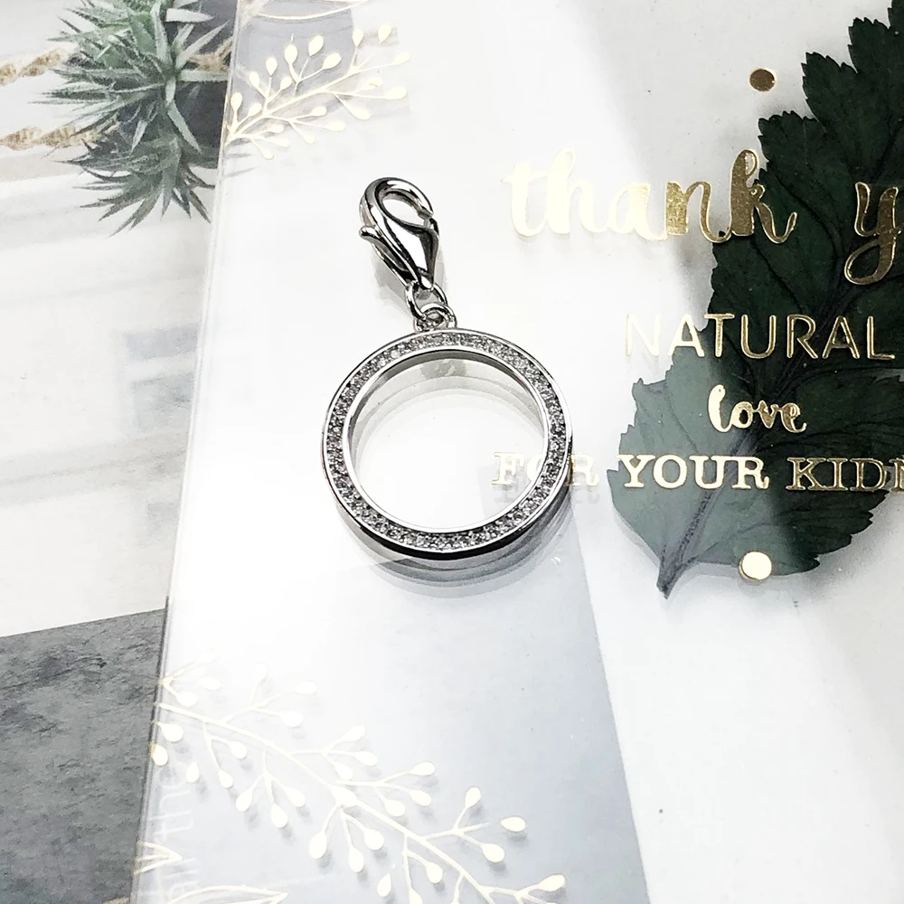 Glitzernder Kreis-Anhänger, baumelnder Charm, 925er Sterlingsilber, klassischer feiner Schmuck, Geschenk für Frauen – Detail 4
