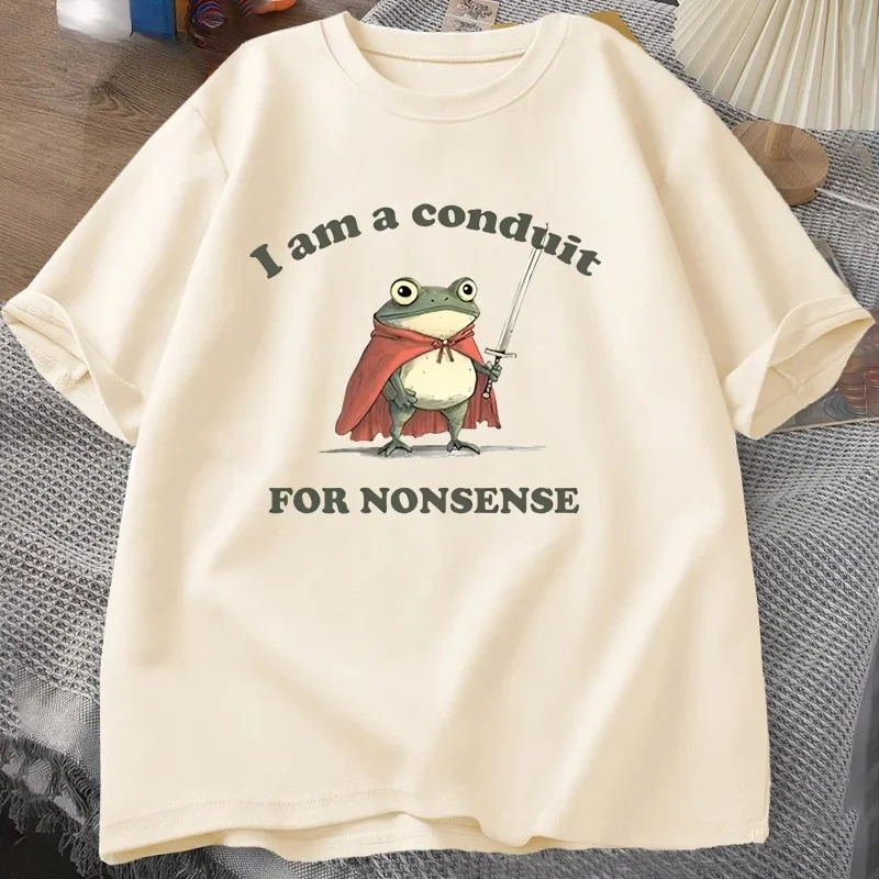 I Am A Conduit for Nonsense T-shirt Men Women Funny Weirdcore Frog Tshirt Tee Adults Graphic T Shirts Humor Woman Clothes