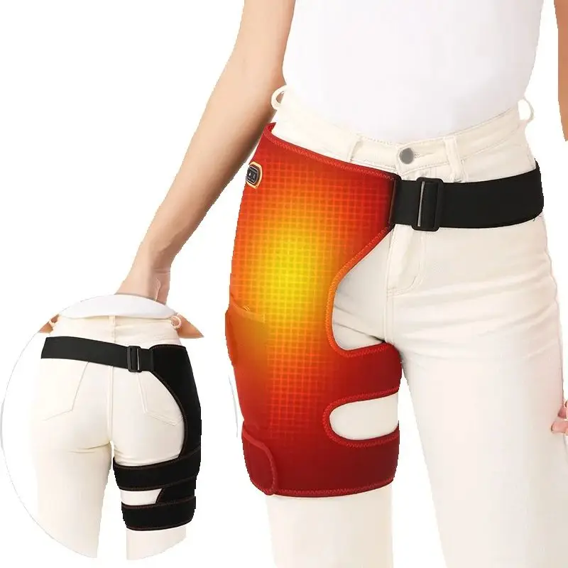 

Carbon Fiber Heated Hip Support Brace with Massager Sciatica Pain Relief Lower Back Therapy Hip Heating Pad Physical Healing