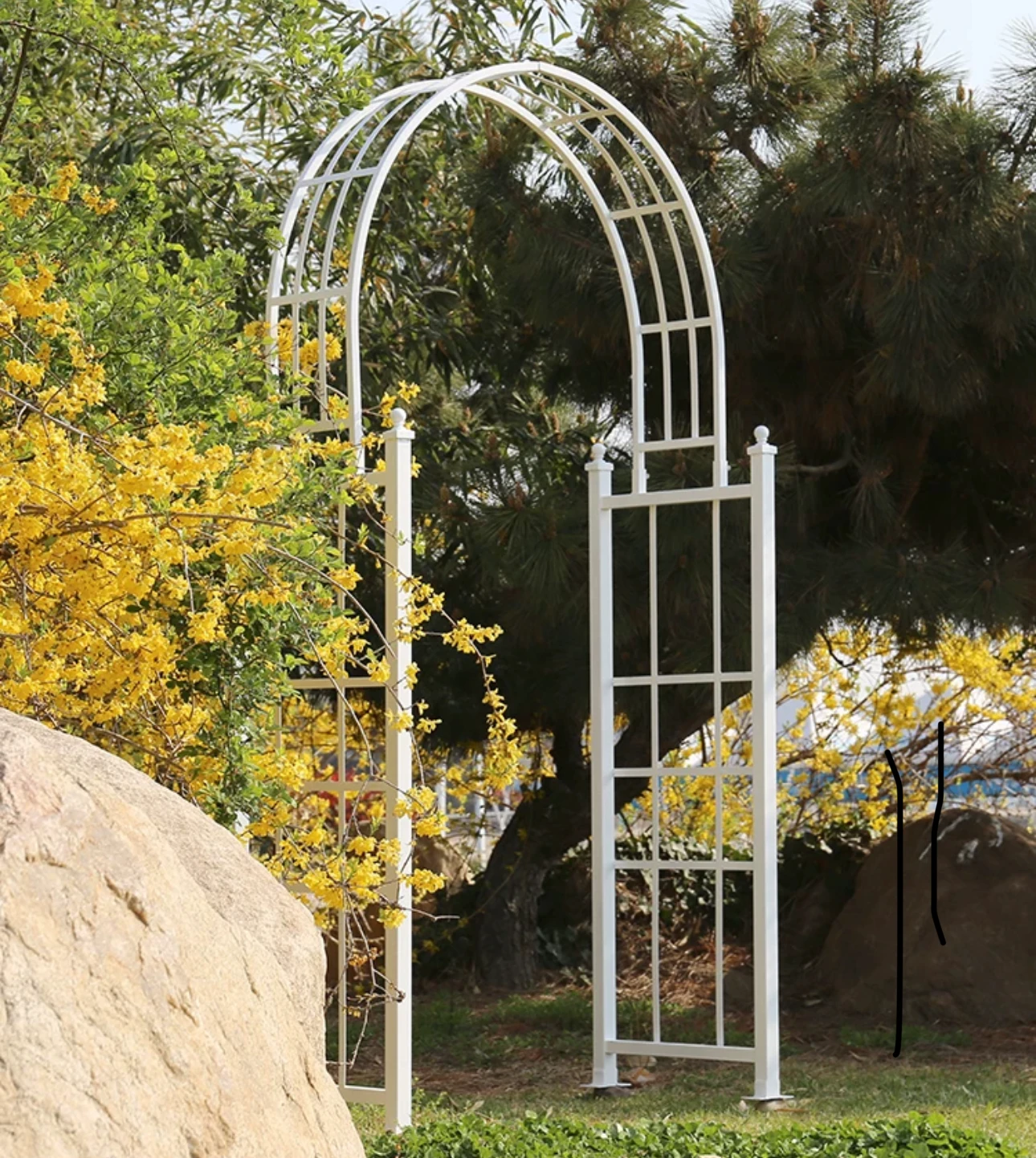 Island white arch flower climbing frame retro courtyard garden wrought iron semi-circular decorative frame green climbing rattan