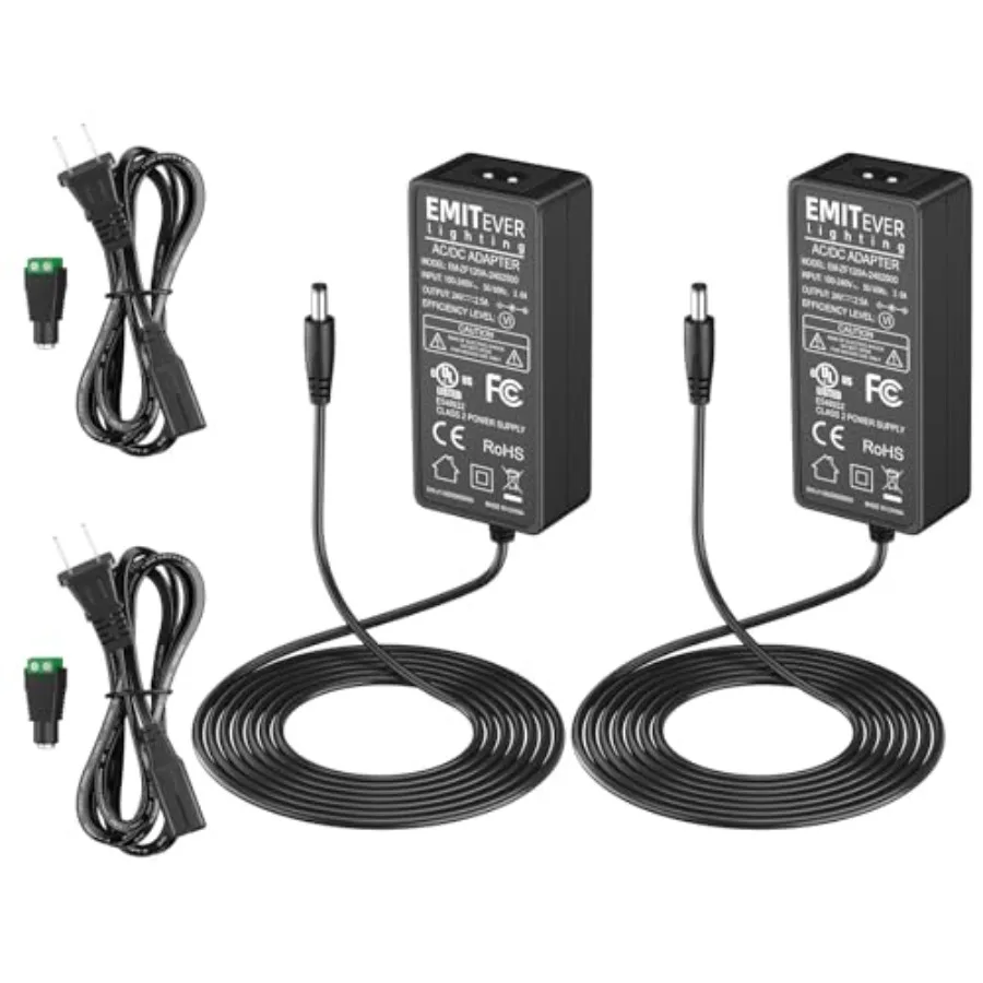 

Блок питания 24В 2.5А для светодиодов, сертифицированный UL, преобразователь 100-240В AC в 24В DC, трансформатор для светодиодных лент и камер видеонаблюдения