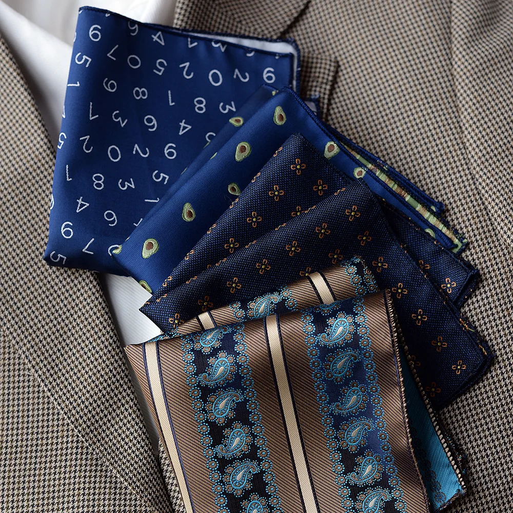30 Item Luxury Square Print Patterns High-quality Soft and Elegant Handkerchiefs Suits Men's Decorativepocket Square Scarves25cm