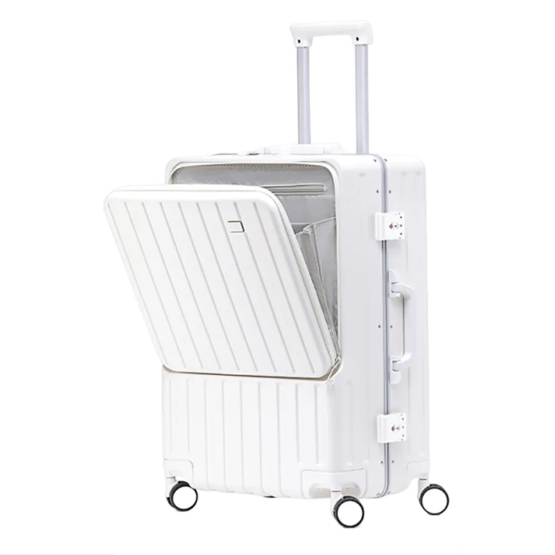 

Multi-functional 20” 24” 26” Front-Opening Luggage with Aluminum Frame Trolley Case Unisex Travel Suitcase Carry on Luggage