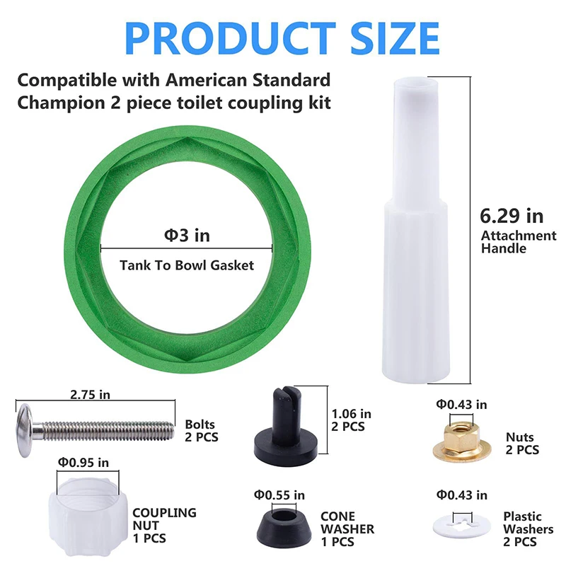 Kit précieux de remplacement de toilette de 3 pouces, compatible avec la toilette AS738756-0070A standard américaine précieux au joint A de cuvette