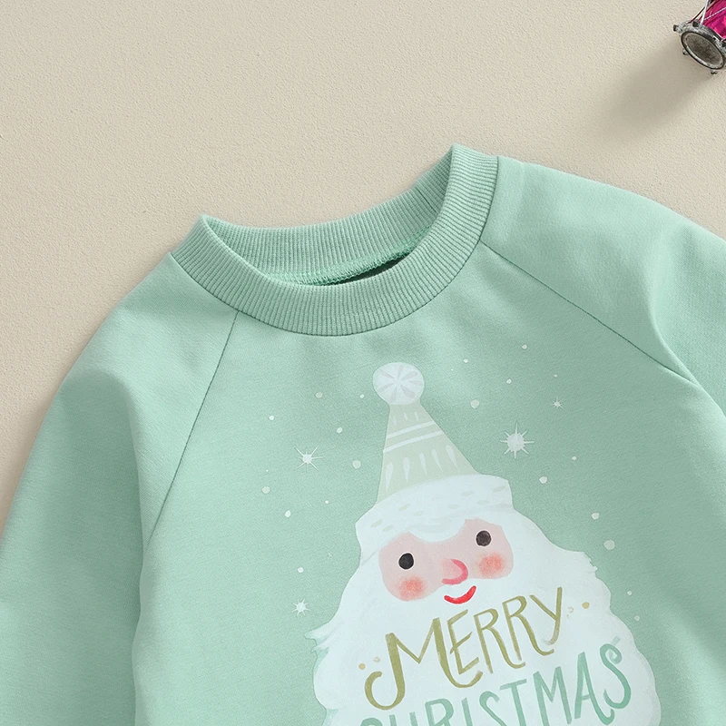 2023-09-05 Lioraitiin 0-3Y Baby Girl Boy Christmas Outfits Long Sleeve Santa Letter Sweatshirts+Trousers Set Toddler Clothes