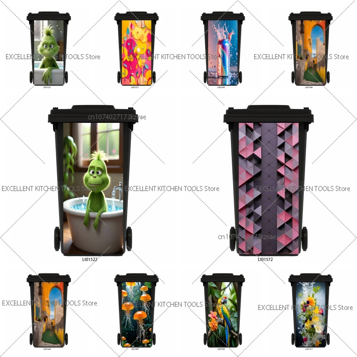

Multi-element geometry trash can stickers, wall paintings, home stickers, PVC waterproof stickers