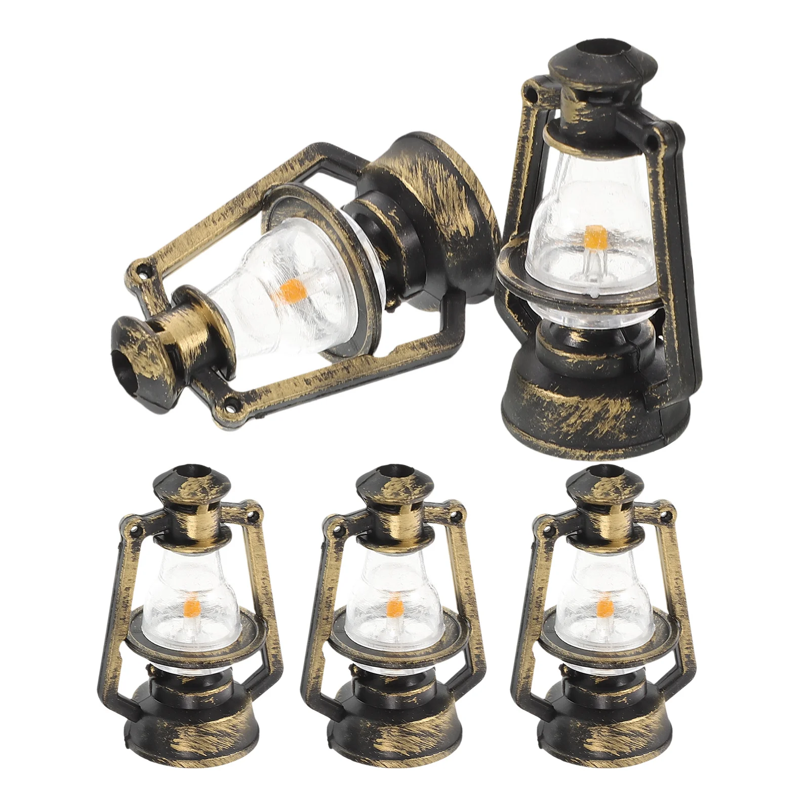 5 pçs estilo retro mini lanterna decoração para casa de bonecas iluminação cena em miniatura realce diy montagem item exibição
