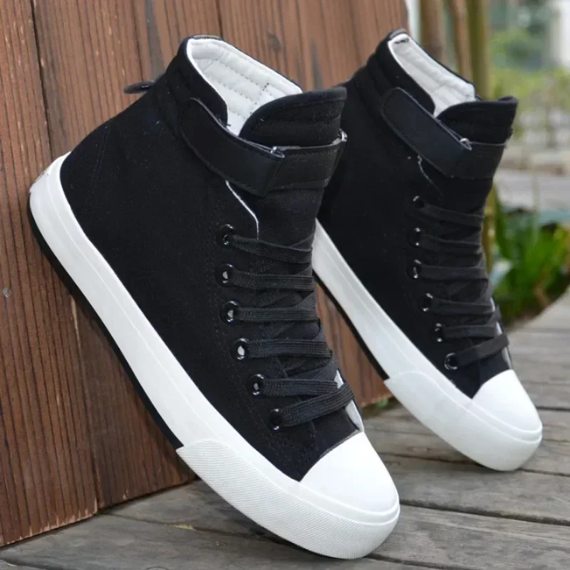 Men High Top Breathable Canvas Shoes Youth Couple Outdoor Casual Trainers Women Thick Bottom Jogging Flat Sneakers Footwear