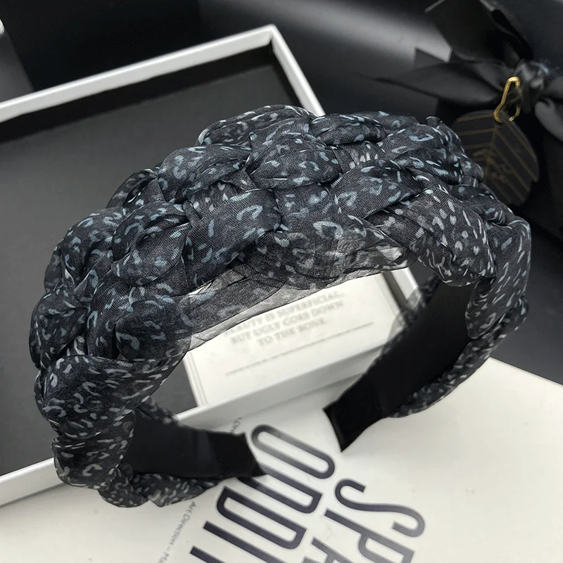 Pince à cheveux en maille torsadée style vintage pour femme, pour coiffure haute, avec bandeau pour cheveux pressés et shampoing