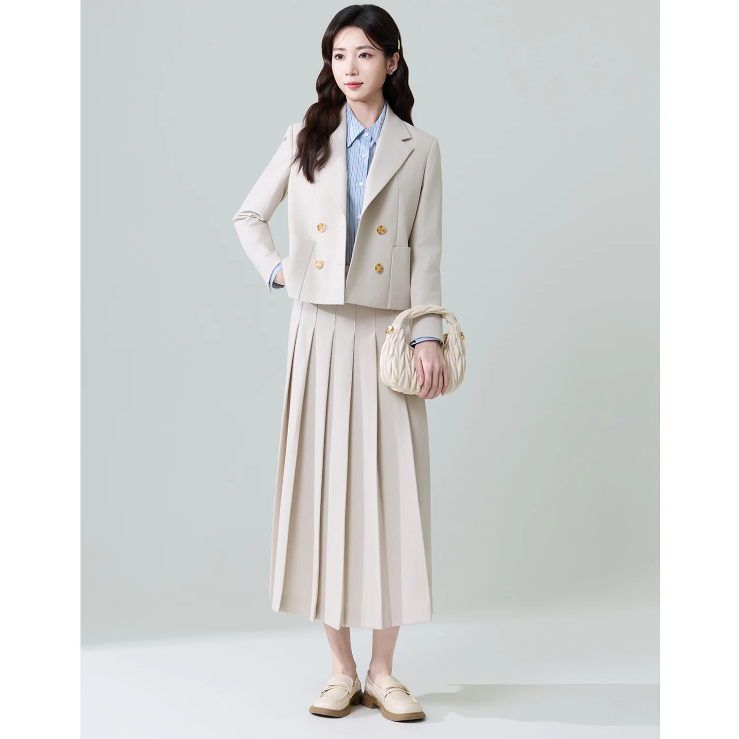 Allingentle Skirt Suit Women's 2 Piece Set Flat Collar Jacket Fashion Women Suit for Business Office Outfits Customize