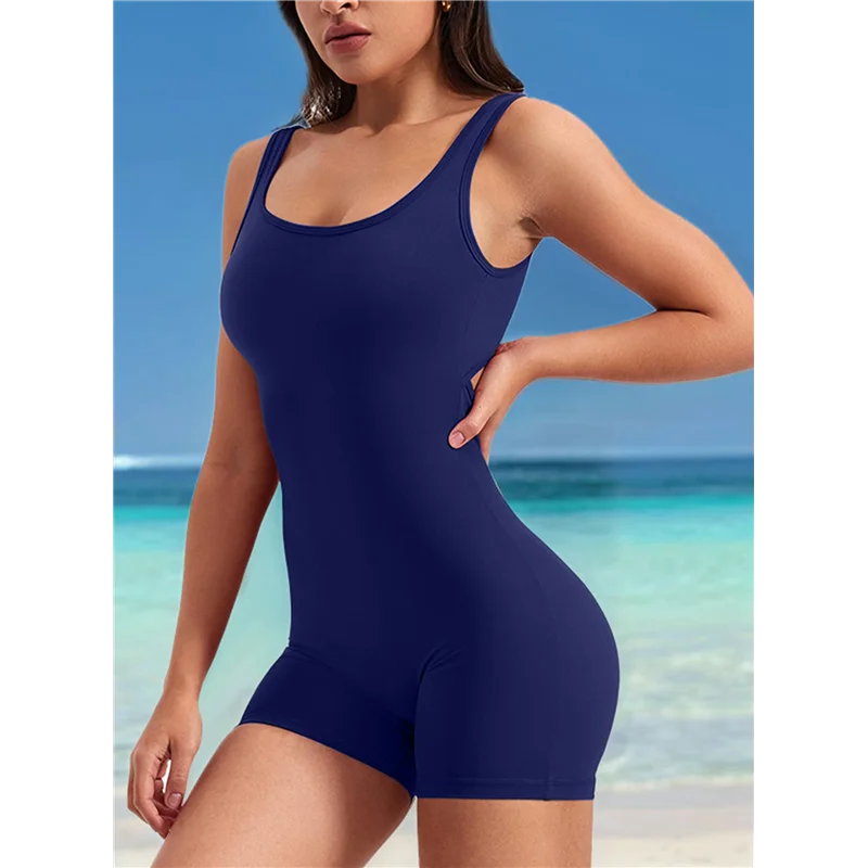 Macacões de treino para mulheres sem costas com controle de barriga sem mangas Macacões V Back