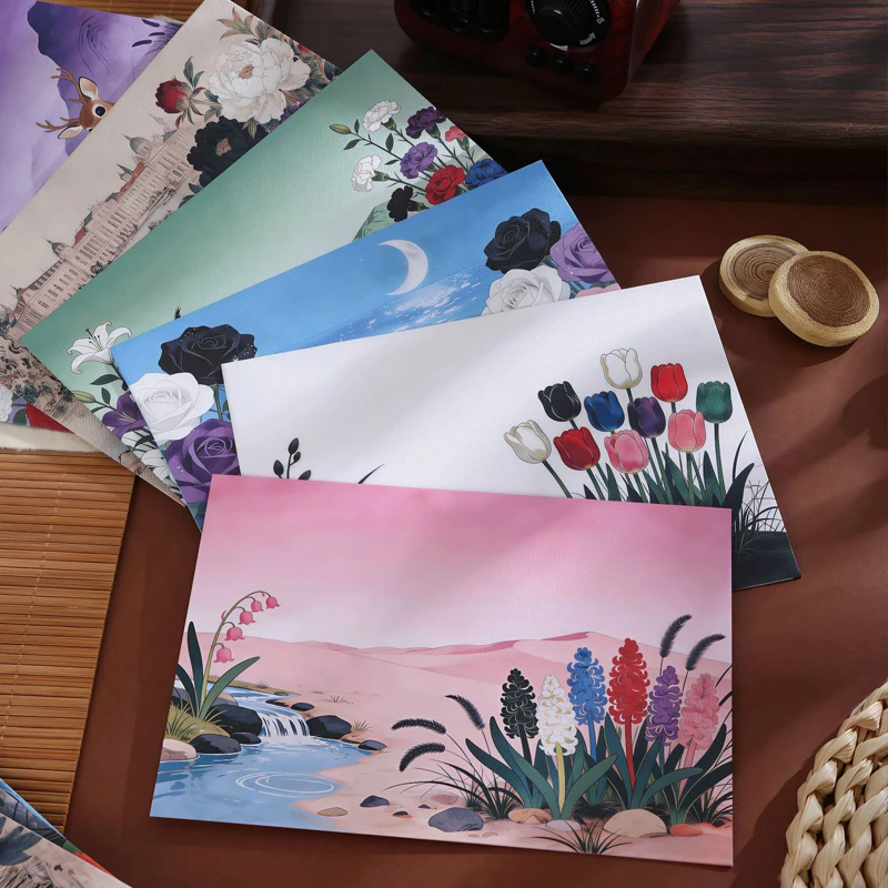 30pcs 11x16cm Envelope for Wedding 200g Linen Patterned Paper Confession Invitation Business Stationery Supplies Storage Bag
