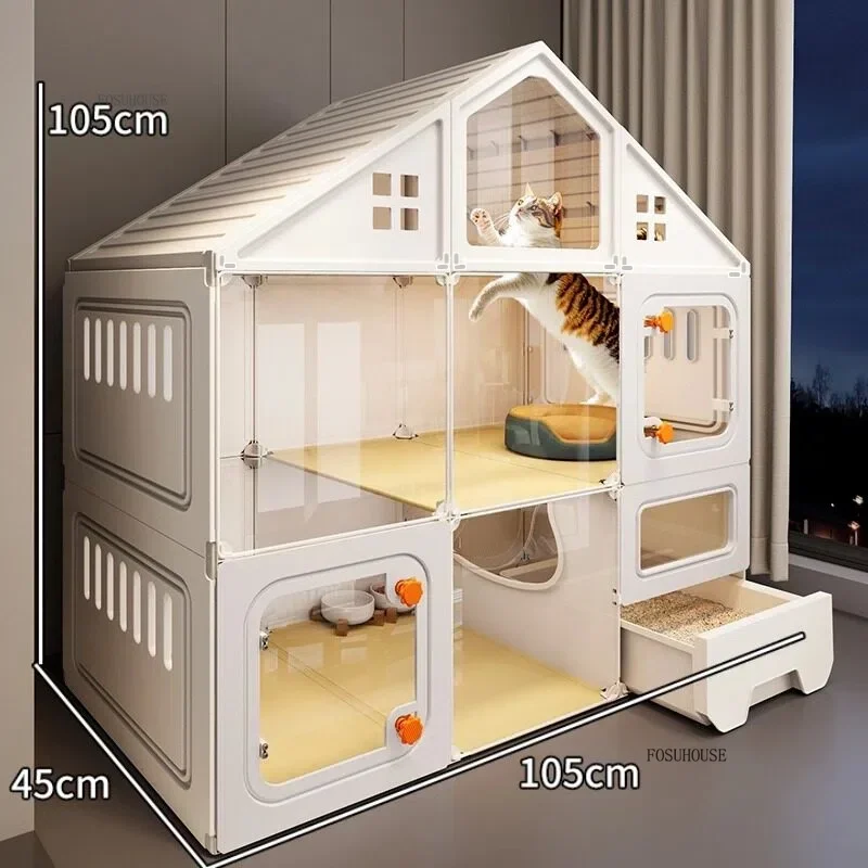 Indoor Household Cat Cages Large Cat Villa with Integrated Litter Box Spacious Pet House Simple Small Cat Cabinet Pet Products N