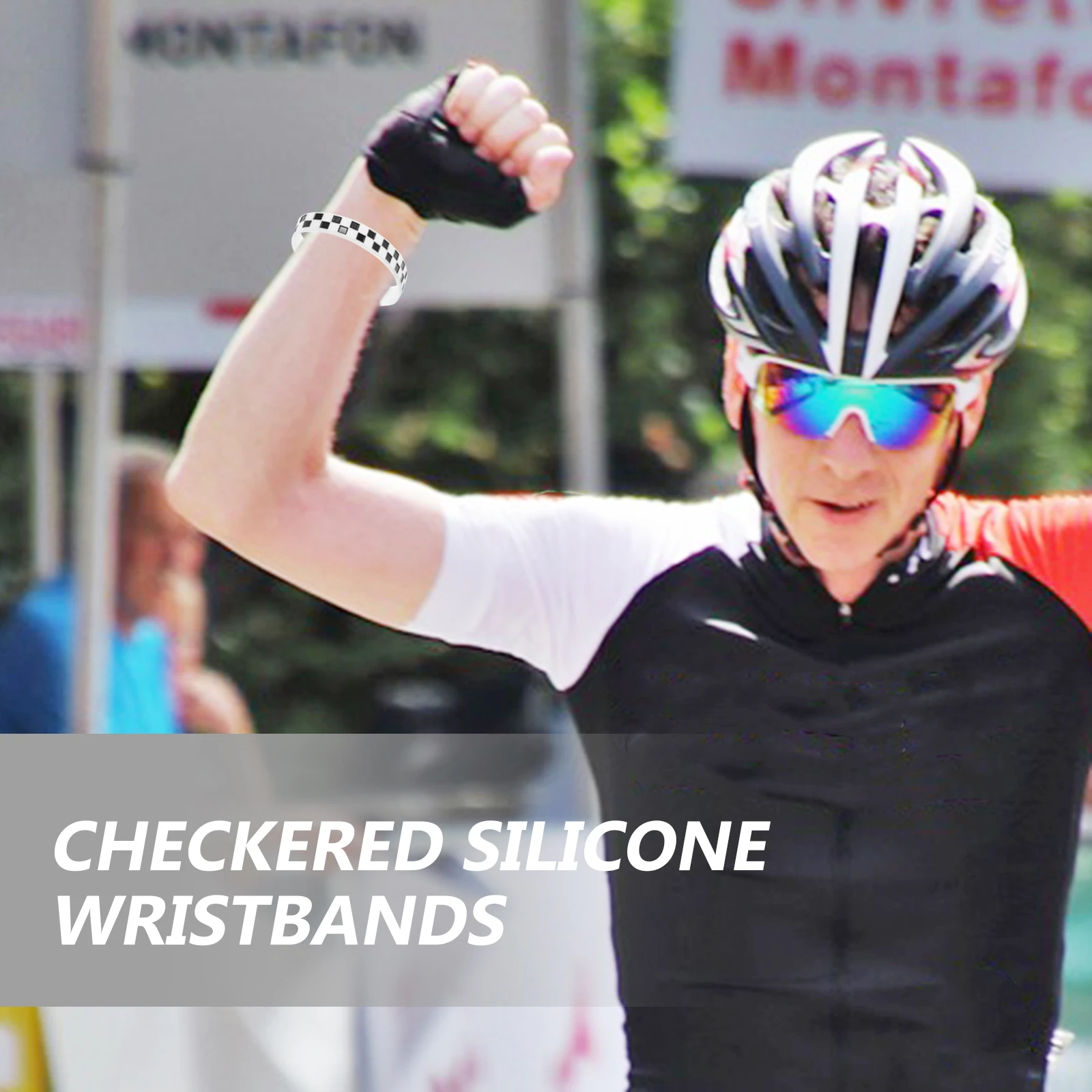 

12Pcs Racing Car Checkered Silicone Bracelets Lightweight Plaid Wristbands Sports Theme Party Prizes Fans Supply