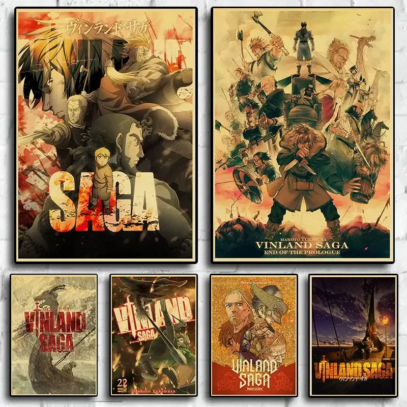Vinland Saga Anime Japanische Comics Retro-Poster, hochwertiges Leinwandgemälde, perfekt für