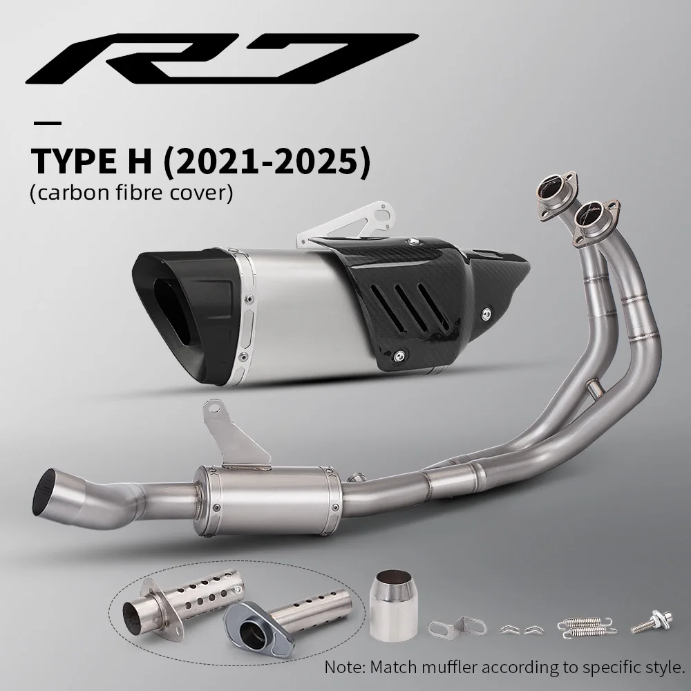 Uitlaatsysteemset van roestvrij staal voor R7 FZ07 XSR7 K10 2021-2025, geschikt voor motorfietsen, hoge prestaties, compleet.