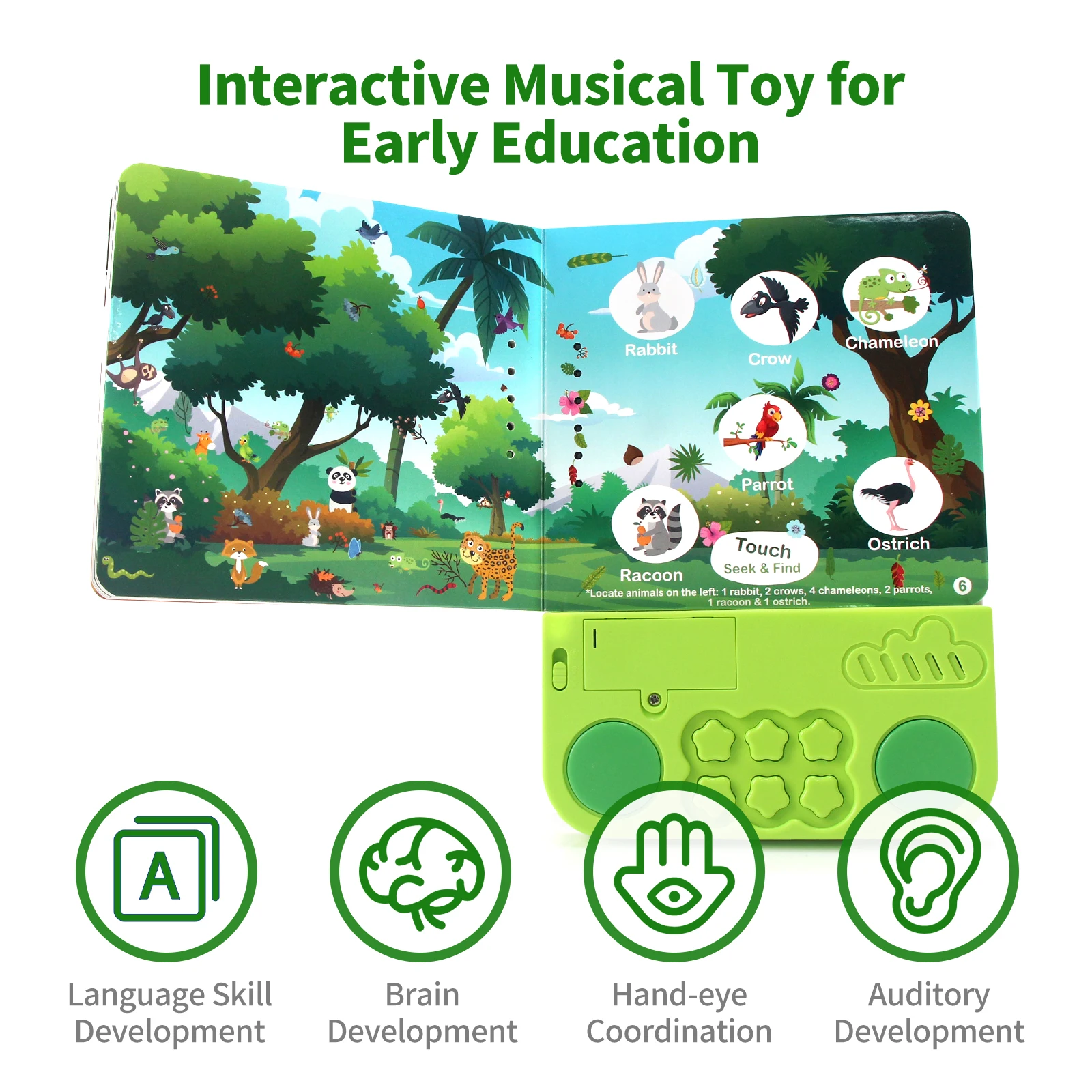 Libri audio elettronici per bambini Libri cognitivi per animali con melodia e luci Suoni per batteria Giocattoli educativi prescolari interattivi