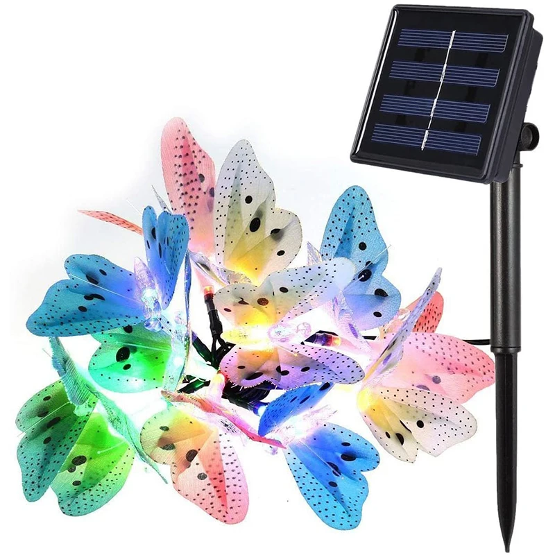 庭,芝生,パティオ,結婚式で使用するための,色とりどりの光と蝶の形をした12のLEDストリングライト。