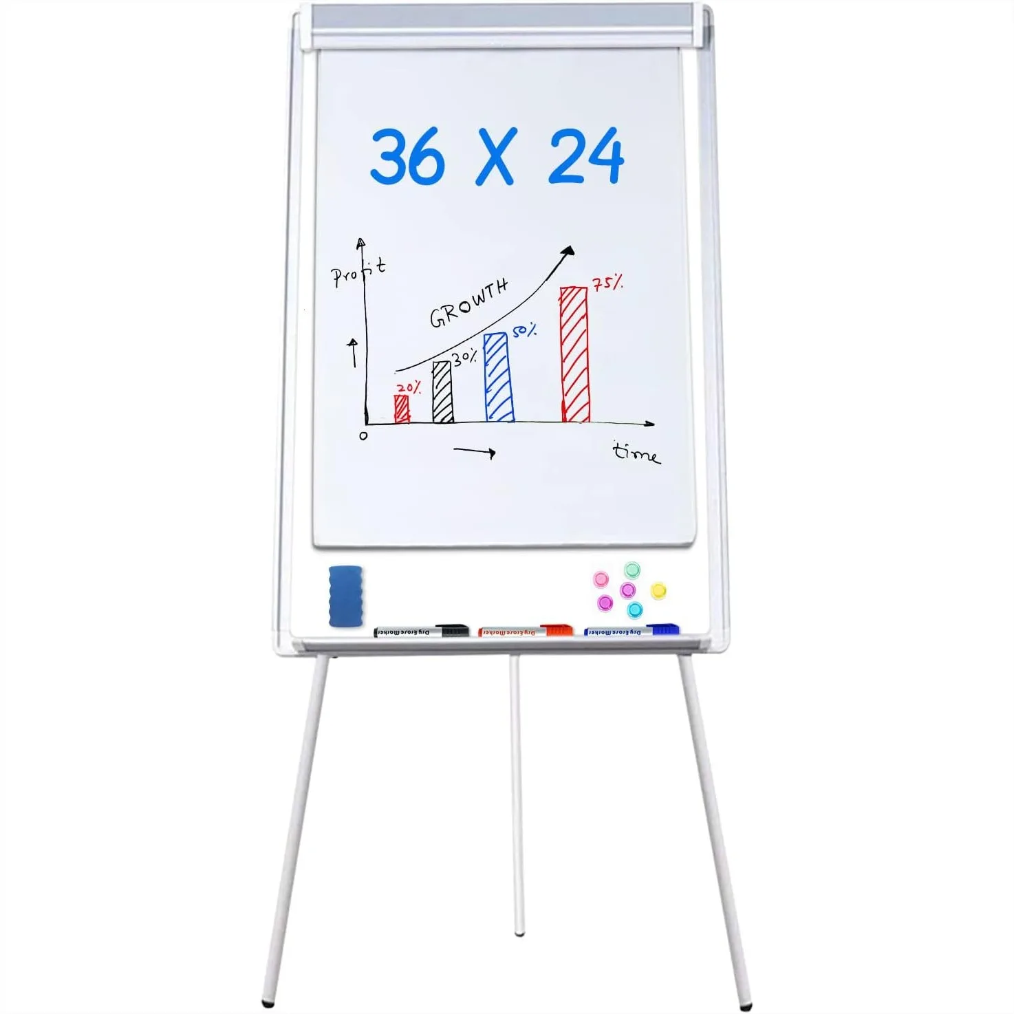 

Magnetic Tripod Whiteboard 36x24 Inches Portable Dry Erase Easel Board Height Adjustable Flipchart Stand