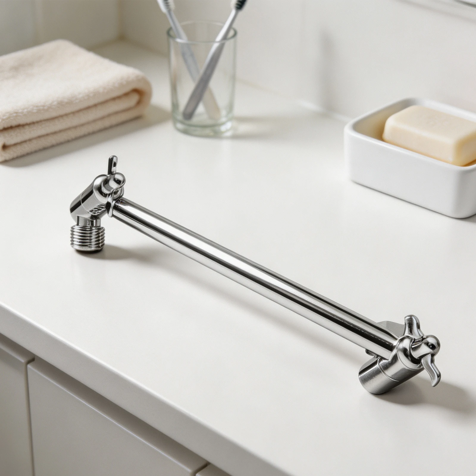 11 Inch Adjustable Shower Extension Arm in Brass with Secure for pivot and Antileak Features for Custom Shower Setup