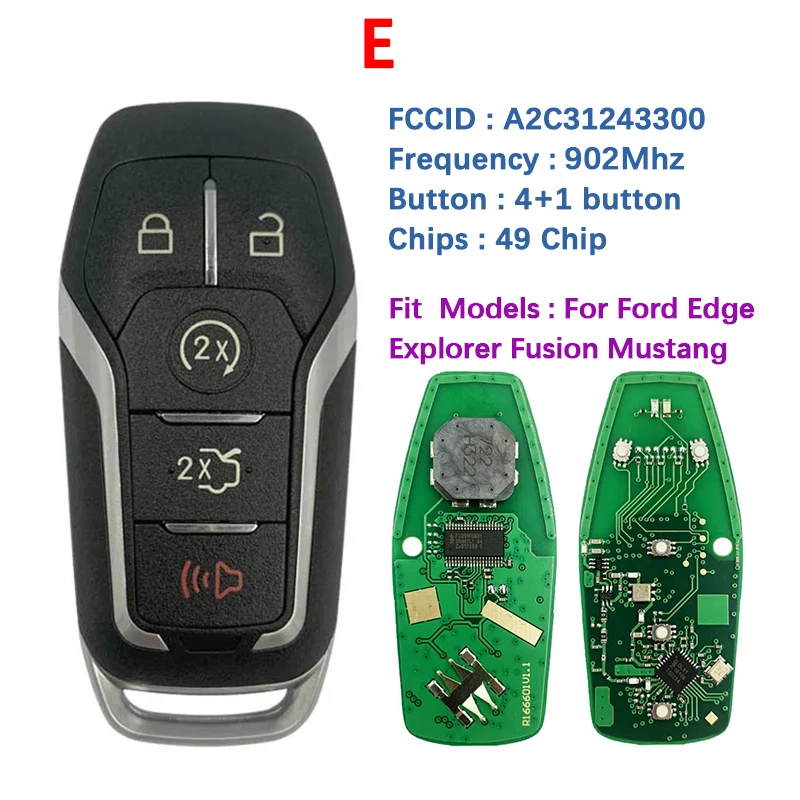 CN018122 Aftermarket Key For Ford Fusion Explorer Edge Mustang Mondeo Kuka 2013-2017 Fob M3N-A2C31243300 49 Chip 315/433/902Mhz