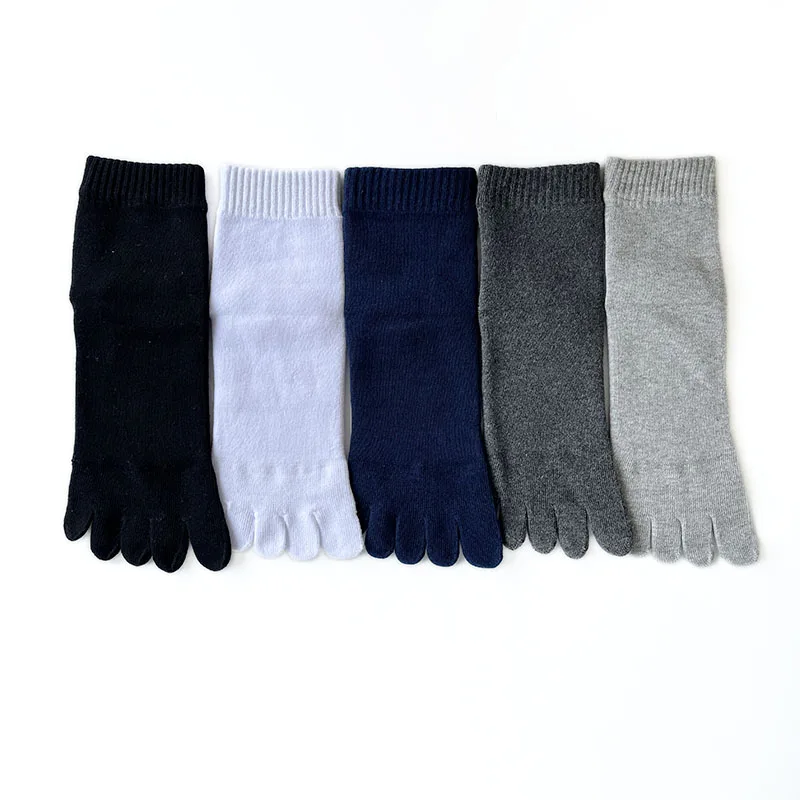 Winter Thick Toe Socks Man Solid Cotton Business Soft Sweat-Absorbing Keep Warm Floor Against Cold Snow Terry Five Finger Socks