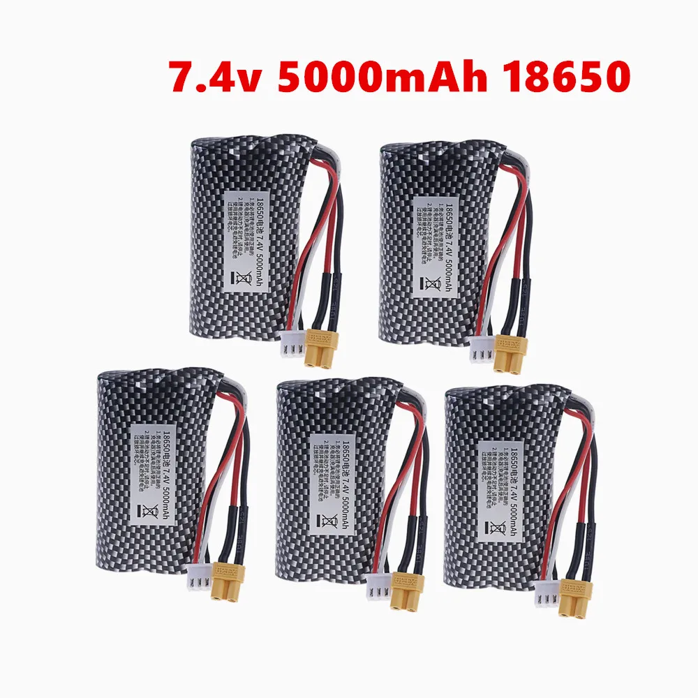 XT30 plug 7.4V 5000mAh Lipo Battery For HUINA 580 1580 1583 RC toys Accessory 7.4 V 2S battery For 1580-005 Huina 550 583 582