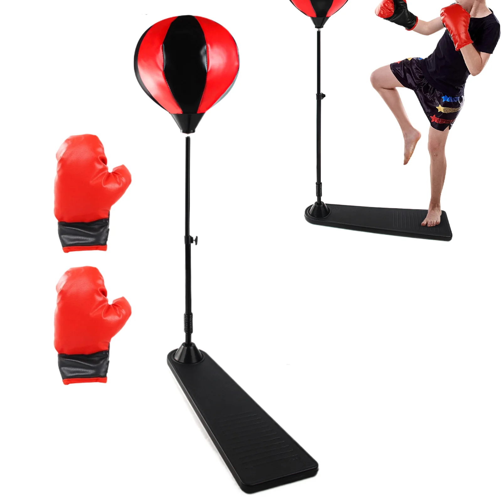 

Боксерский мешок для детей, боксерский мяч с перчатками, регулируемый набор боксерских мячей для домашнего спортзала, снятие стресса в помещении, фитнес-упражнения