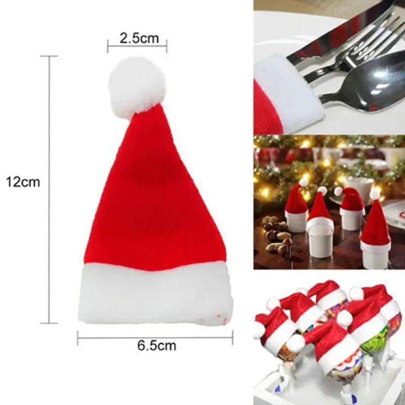 Weihnachtsmütze, Ornament, Utensilienhalter, Tasche, Weihnachtsmütze, Gabel, Messer, Bestecktasche, Weihnachtsdekoration, 2024, Weihnachtsschmuck,