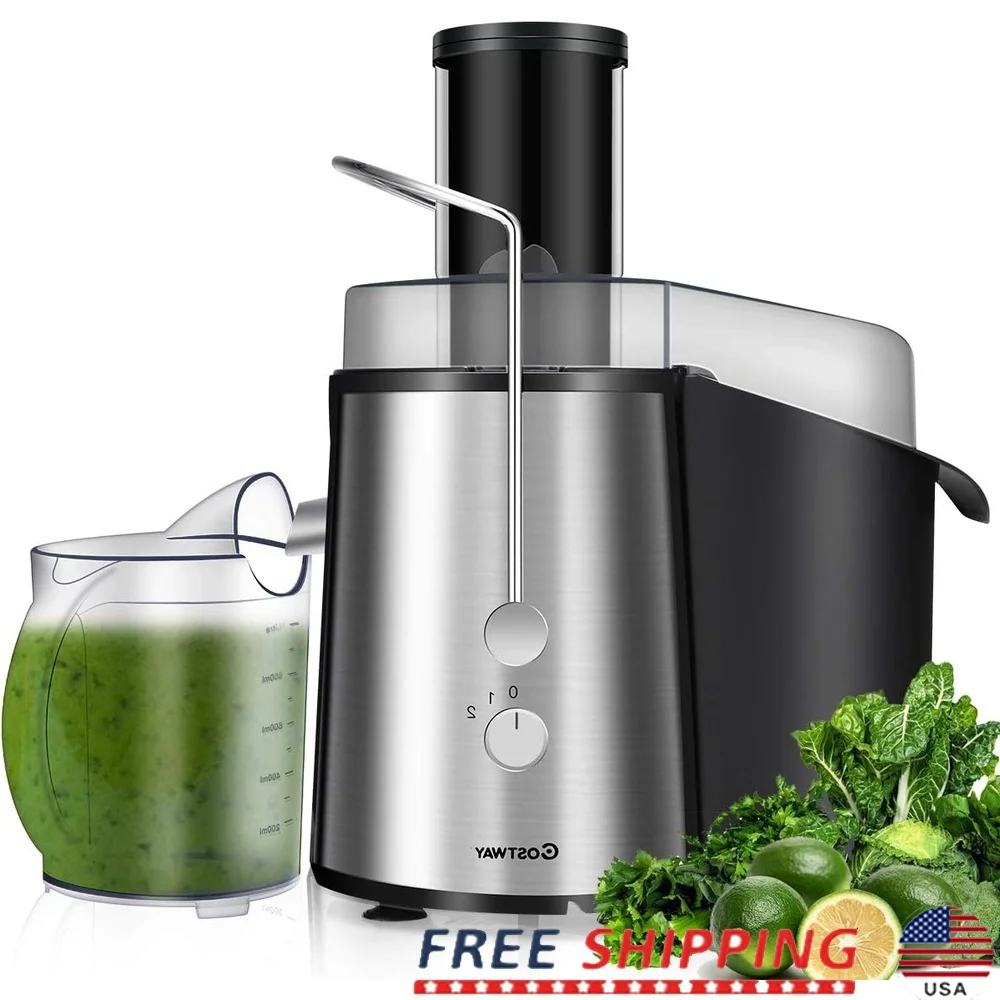 

75MM Wide Mouth Stainless Steel Juicer 2-Speed Masticating Juice Extractor Easy to Clean High Nutrient Retention Fruit Machine