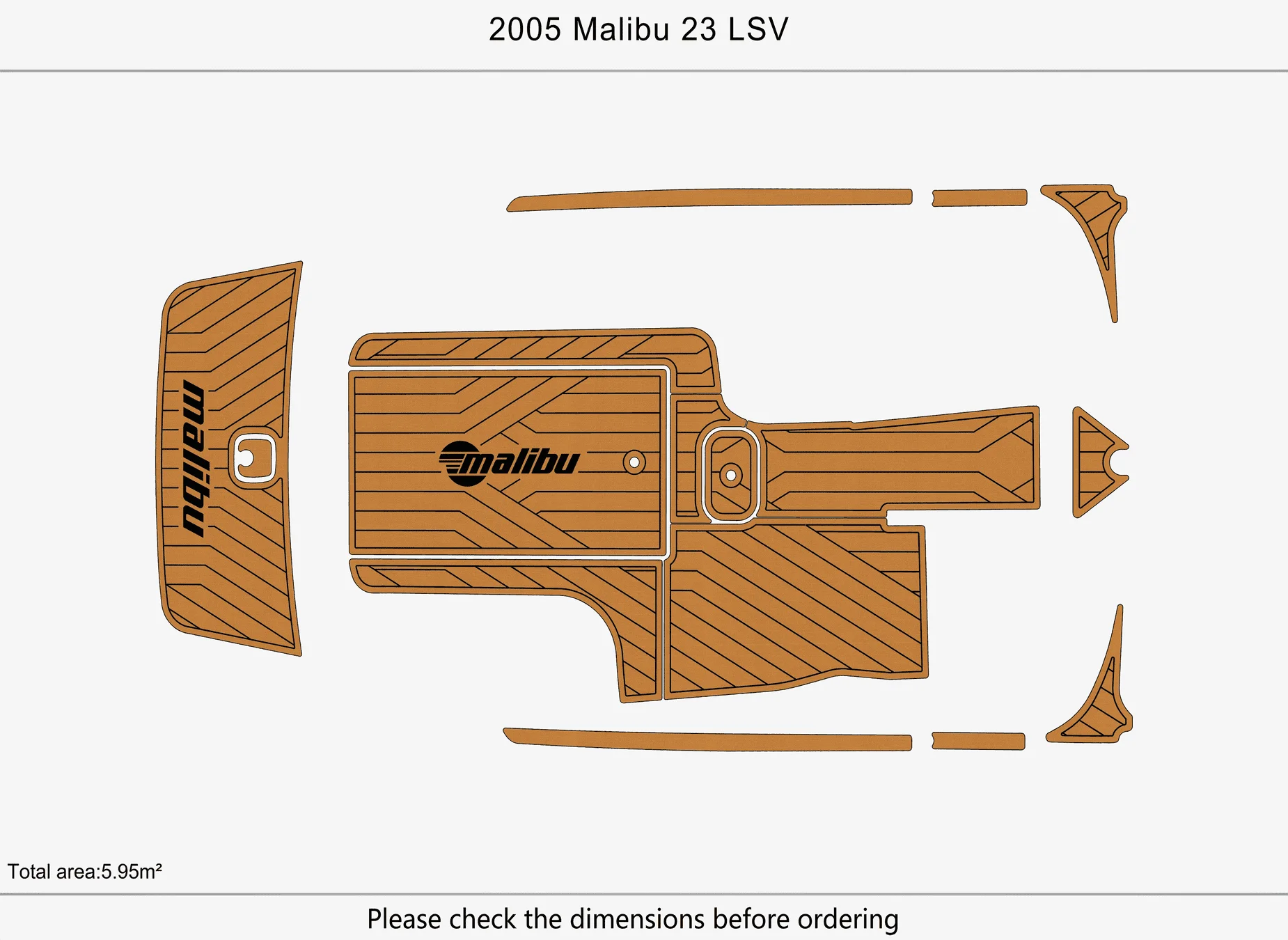 Non-Slip EVA Faux Teak Marine Mat Self-Adhesive 6mm Yacht Cockpit Pad for 2005 Malibu 23LSV  Boat Decking Easy Install