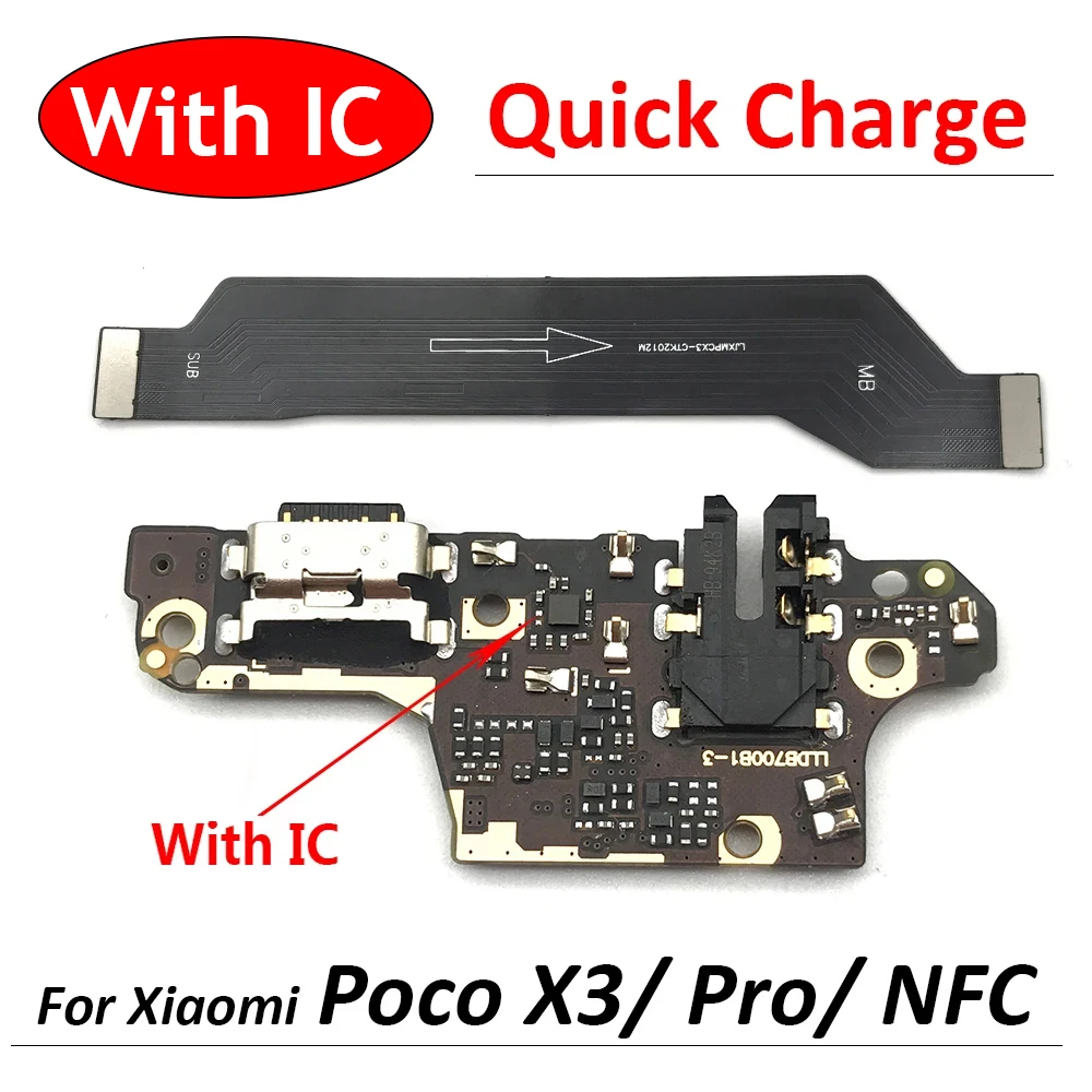 USB-Board-Ladegerät Ladedock anschluss Flex kabel für Xiaomi Poco X3 NFC Pro Mainboard Hauptplatine Flex