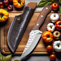 Sharp meat cleaver, paring knife, steel blade and wooden handle, suitable for family camping hiking barbecue
