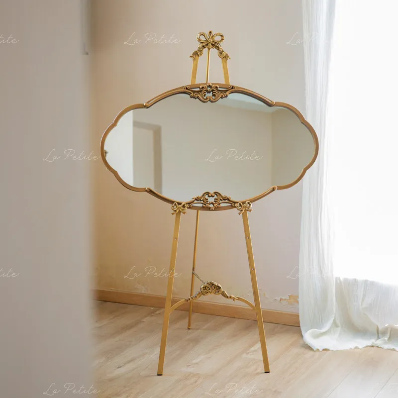 Home retro decorative painting rack mirror storage display home living room bedroom wrought iron foldable bracket ornament