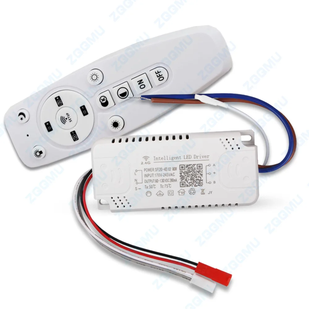 LED سائق 2.4G 20-40W × 2 40W 60W 80W 100W 280mA محول لإمدادات الطاقة AC220V 3 لهجة محول الإضاءة مع وحدة تحكم