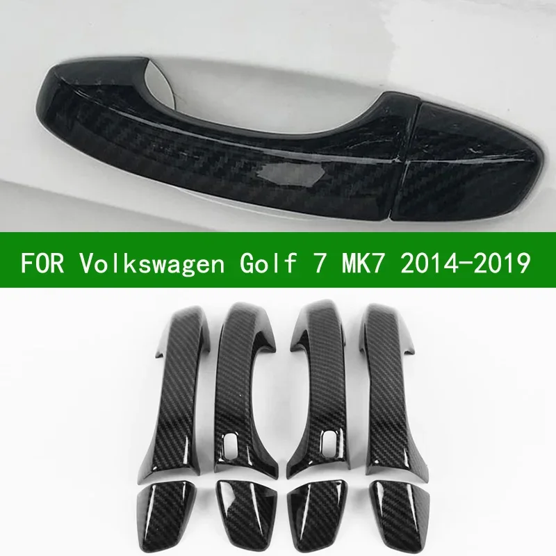 

FOR Volkswagen VW GOLF MK7 2013-2018 Accessory glossy Carbon fiber pattern door handle BOWL covers trim 2014 2015 2016 2017