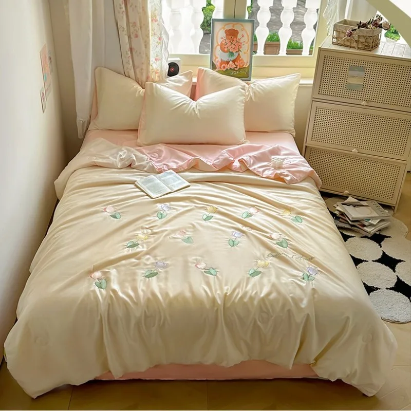 

1 шт. летнее одеяло с принтом, подходящее для спальни, квартиры, летнее удобное тонкое одеяло, одинарное, двойное, 150/200 см