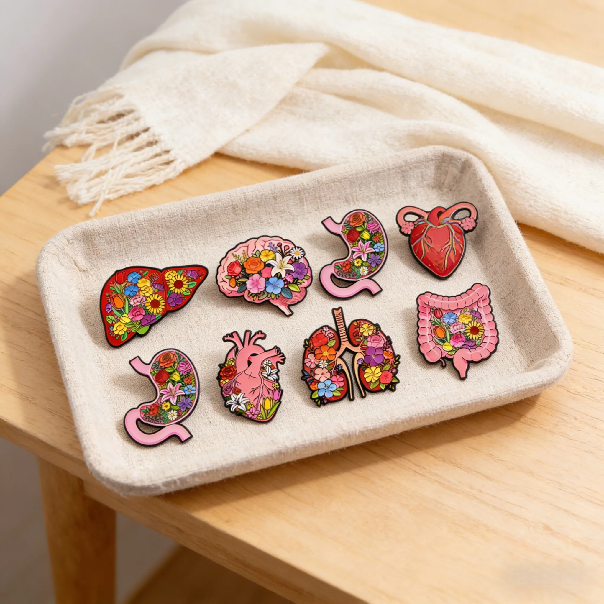 Human Organ Flower Heart Brain Enamel Pin Medicine Doctor Brooch Lapel Pin Badge on Backpack Clothing Accessories Jewelry Gifts