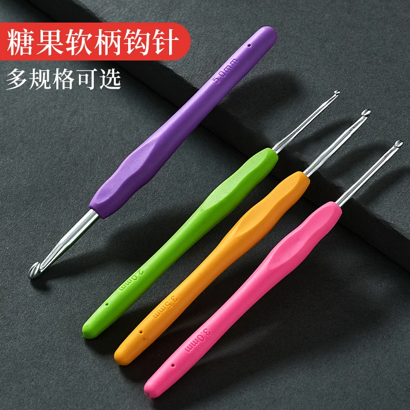 

Soft Handle Crochet 9 Tools Set Candy Color Alloy Rainbow Woolen Hook Hand DIY Knitting Tools