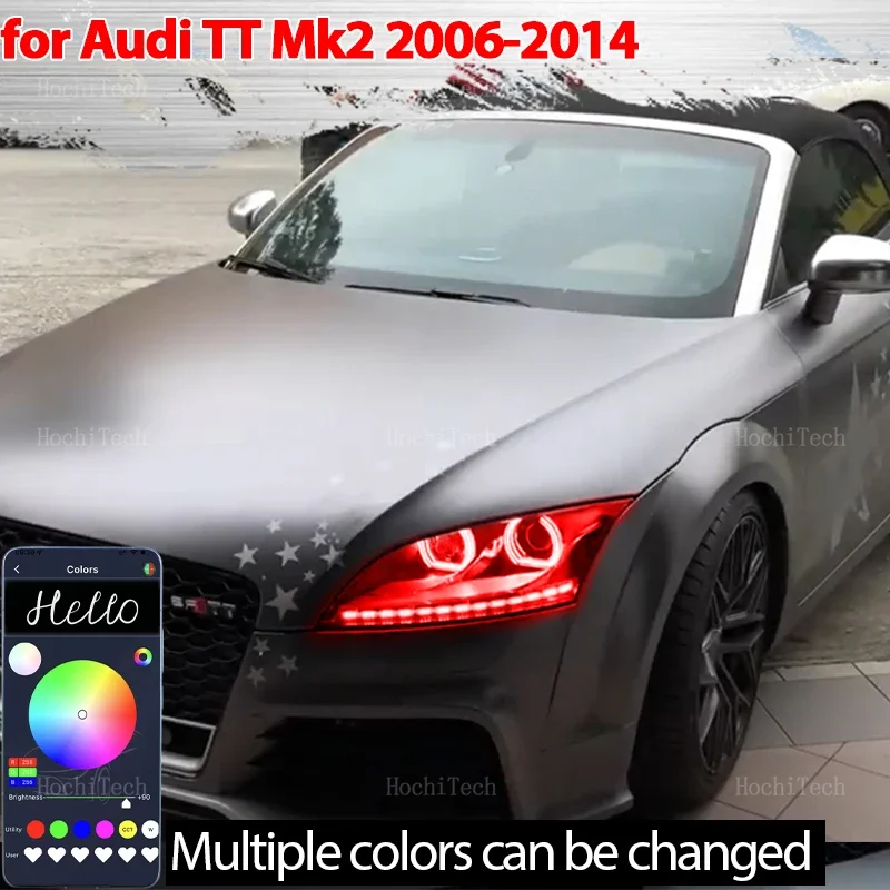 

Светодиодный комплект «Ангельские глазки», кольцо RGB цвета, управление через приложение, лампы для фар для AUDI TT Mk2 2006-2014, аксессуары для автомобильных фар