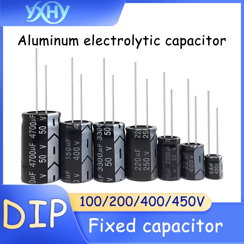 

10PCS DIP aluminum electrolytic capacitor component 100V/200V/400V/450V 100/220/470/1000/2200uF