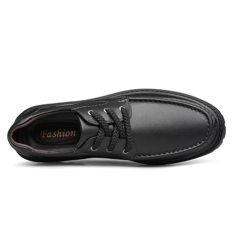 Plus Big Size 47 48 49 Genuine Leather Shoes Men Autumn Winter Plush Business Casual Shoes Cow Leather Brown Black