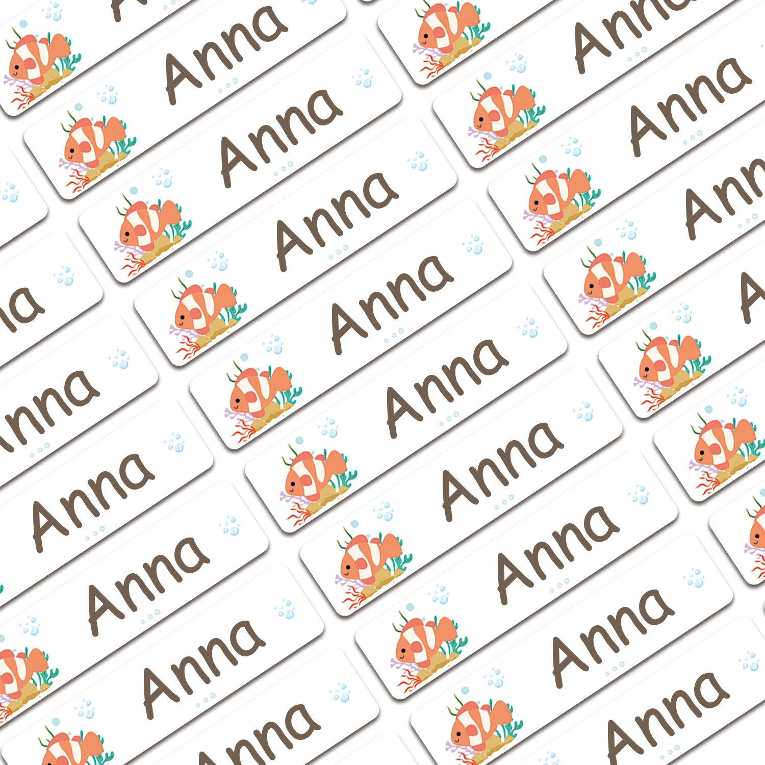 

80/160/240pcs Personalized Name Stickers Custom Waterproof Labels Stick on Tag Kids Teacher Parents School Daycare - FIsh