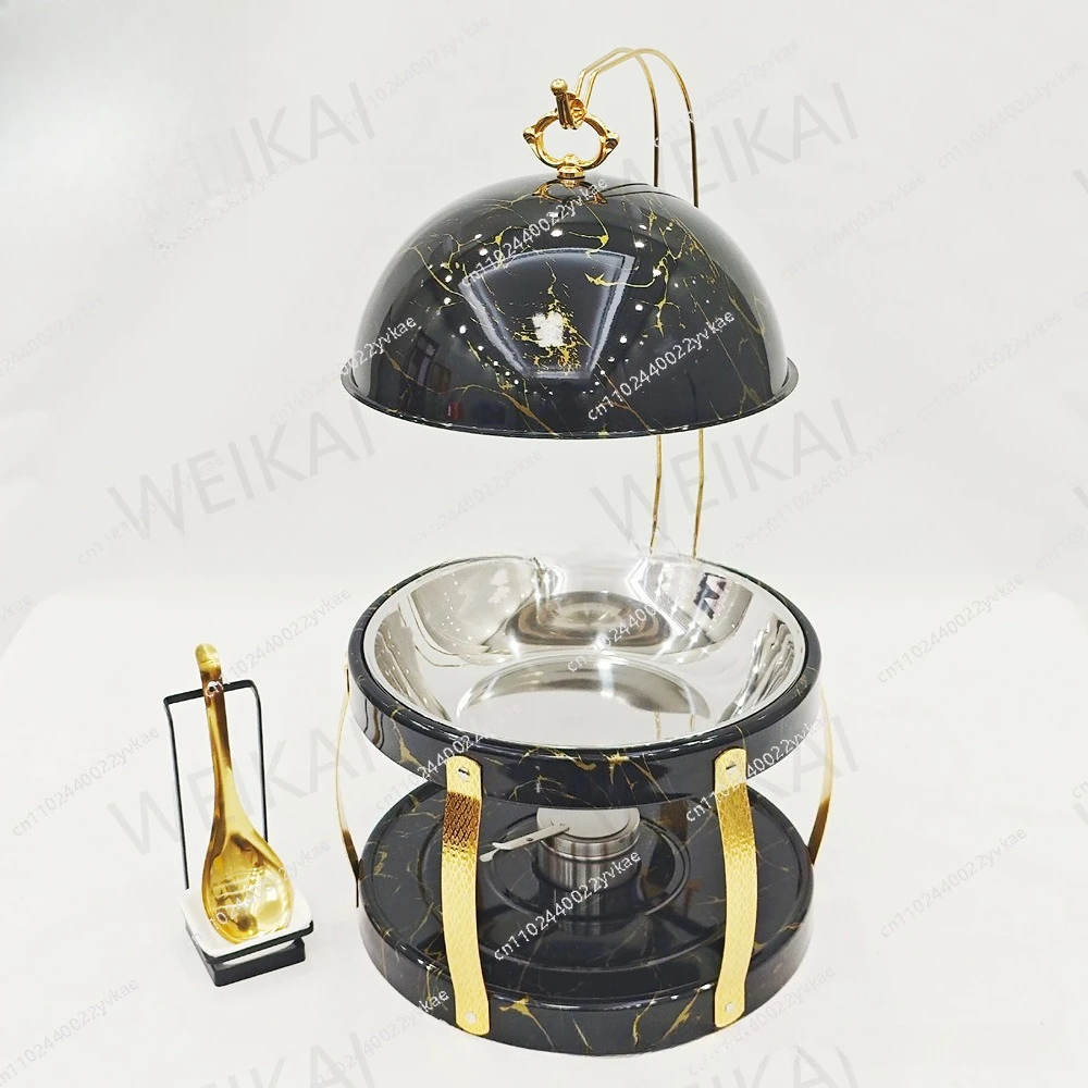 

High-end buffet stove Golden alcohol heating and holding stove Round outdoor restaurant Wedding buffet stove