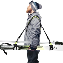 Hikeen Ski Carrier Straps Poles and Boot Downhill Skis Straps with Adjustable Anti-slip Shoulder Sling Metal Buckle Swivel Hook