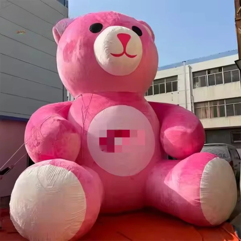 

Popular pink inflatable plush bear, cute inflatable Christmas bear advertising window