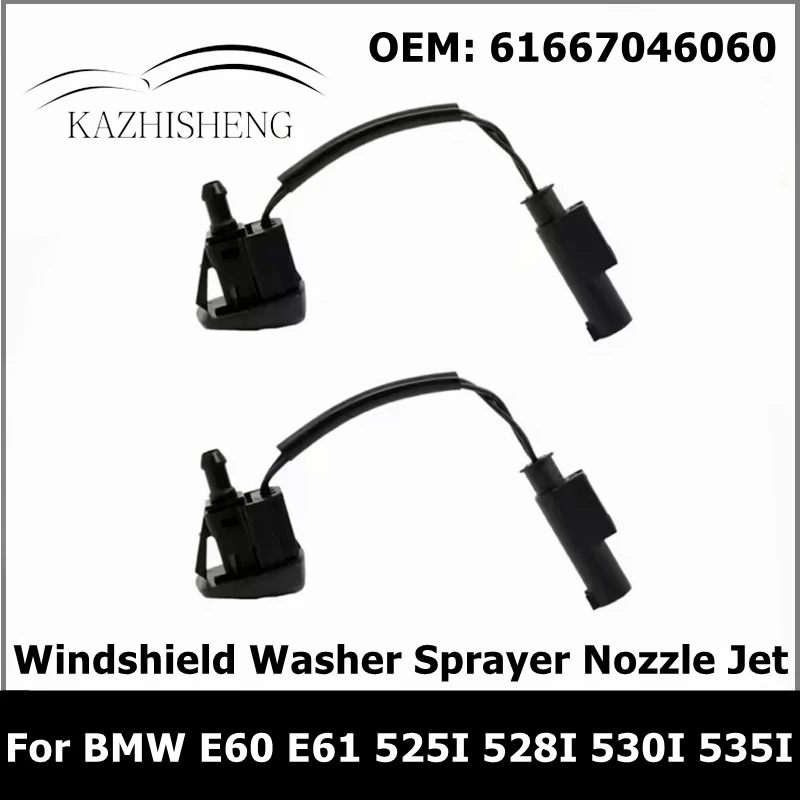 

1 Pair Windshield Washer Sprayer Nozzle Jet Heated 61667046060 for BMW 5 Series E60 E61 525I 528I 530I 535I